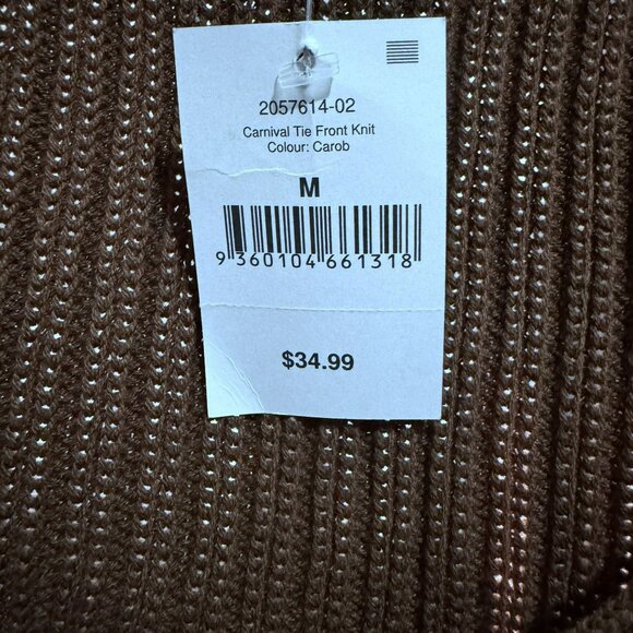 Cotton-On Womens Carnival Tie Front Cropped Cardi Sz M Mini Rib SS Trendy NWT - Picture 6 of 7